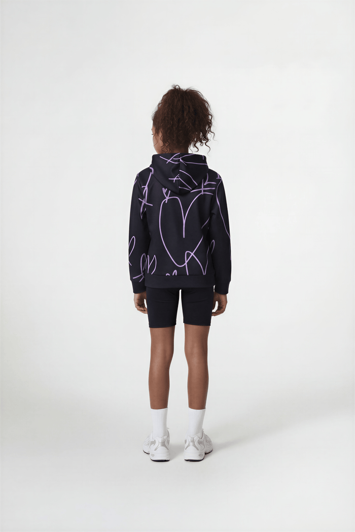 Hype Girls Black Scribble Hearts Hoodie