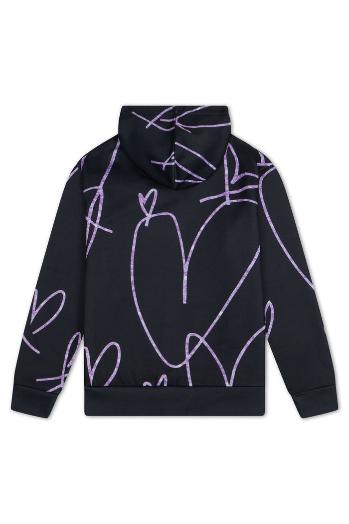 Hype Girls Black Scribble Hearts Hoodie