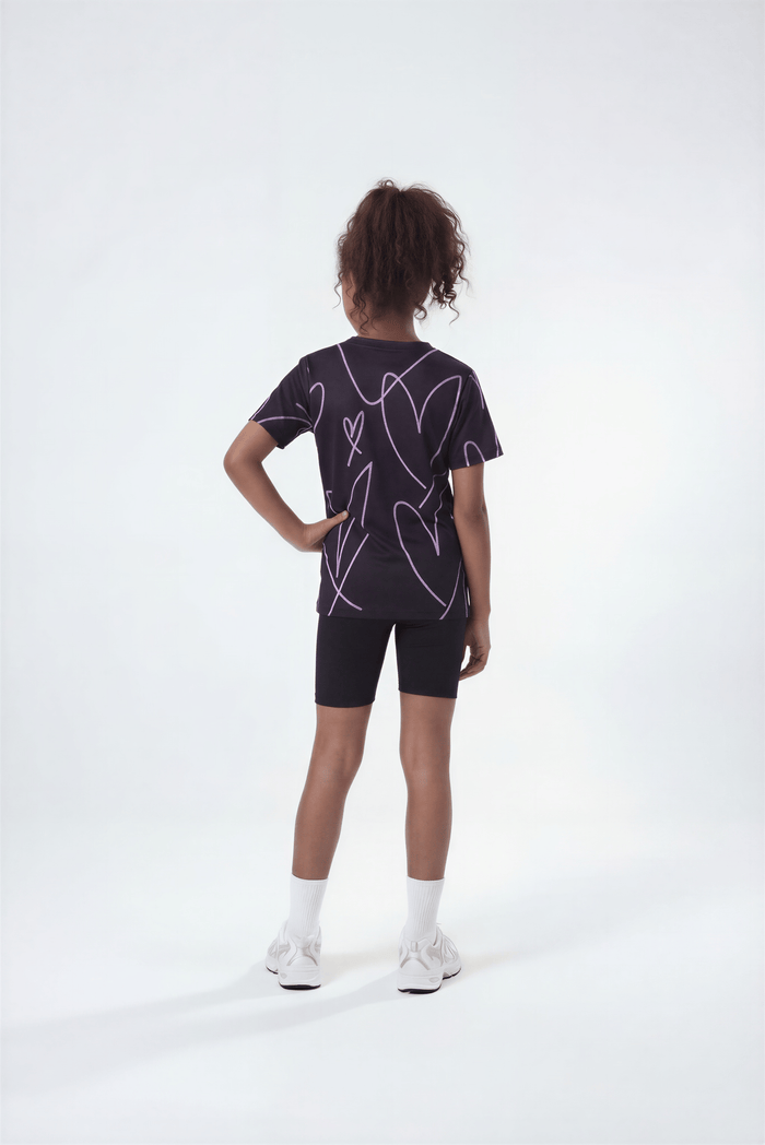 Hype Girls Black Scribble Hearts T-Shirt