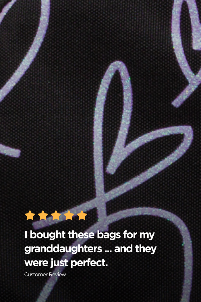 Hype Girls Black/Purple Glitter Scribble Hearts Iconic Backpack