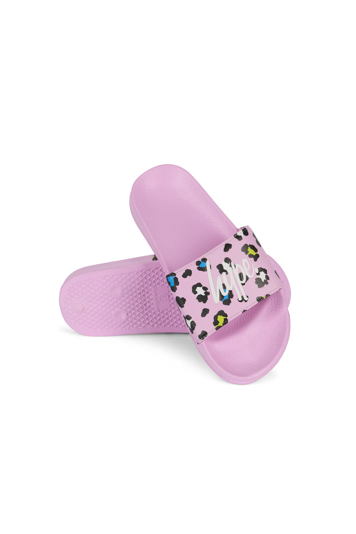 Hype Girls Lilac Leopard Sliders