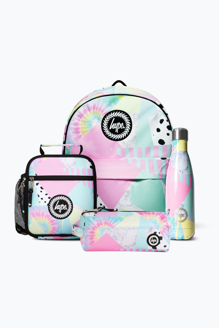 Hype Girls Pastel Collage Backpack, Lunch Bag, Bottle & Pencil Case Bundle