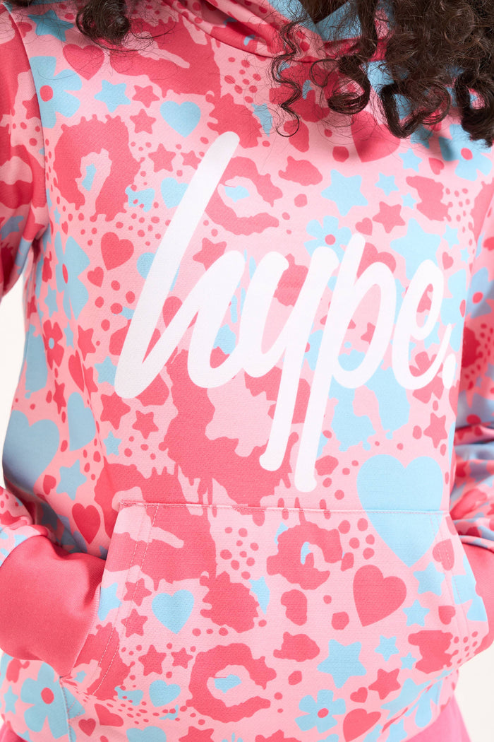 Hype Girls Pink Ditsy Hoodie