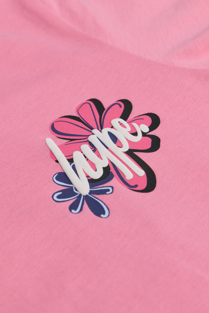 Hype Girls Pink Flower Type T-Shirt