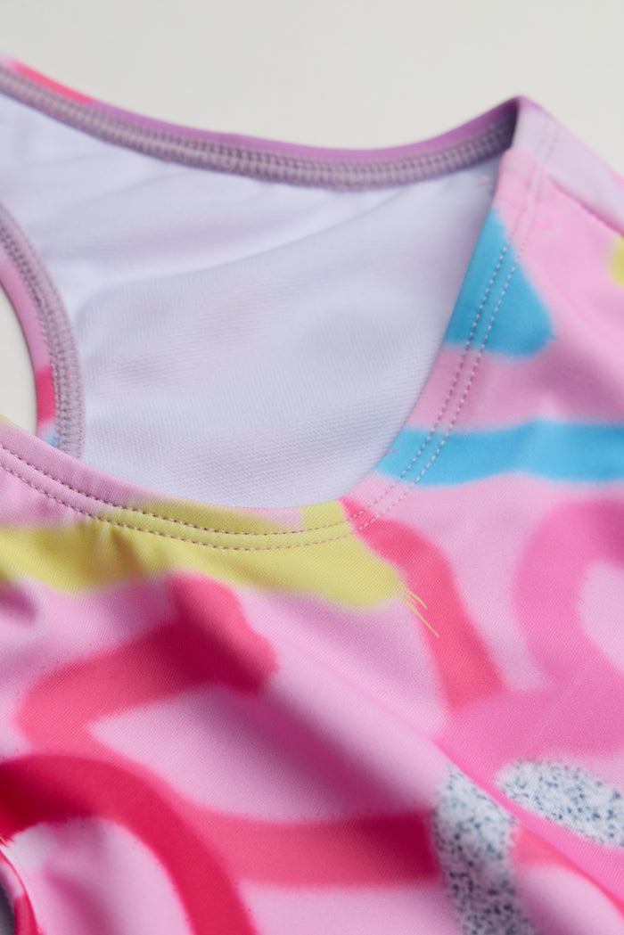 Hype Girls Pink Graffiti Heart Swimsuit