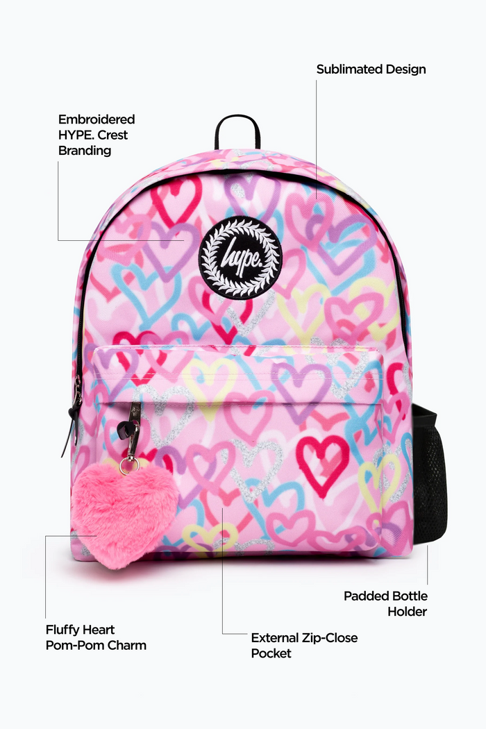 Hype Girls Pink Graffiti Hearts Iconic Backpack