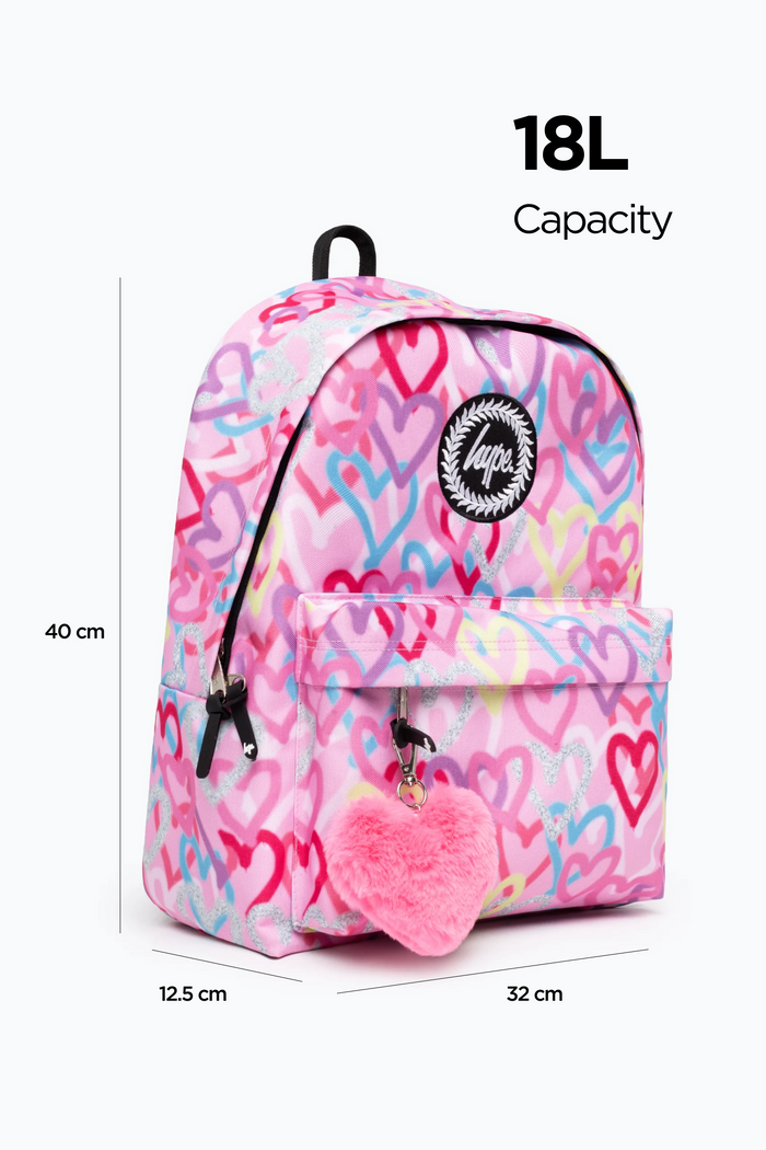 Hype Girls Pink Graffiti Hearts Iconic Backpack