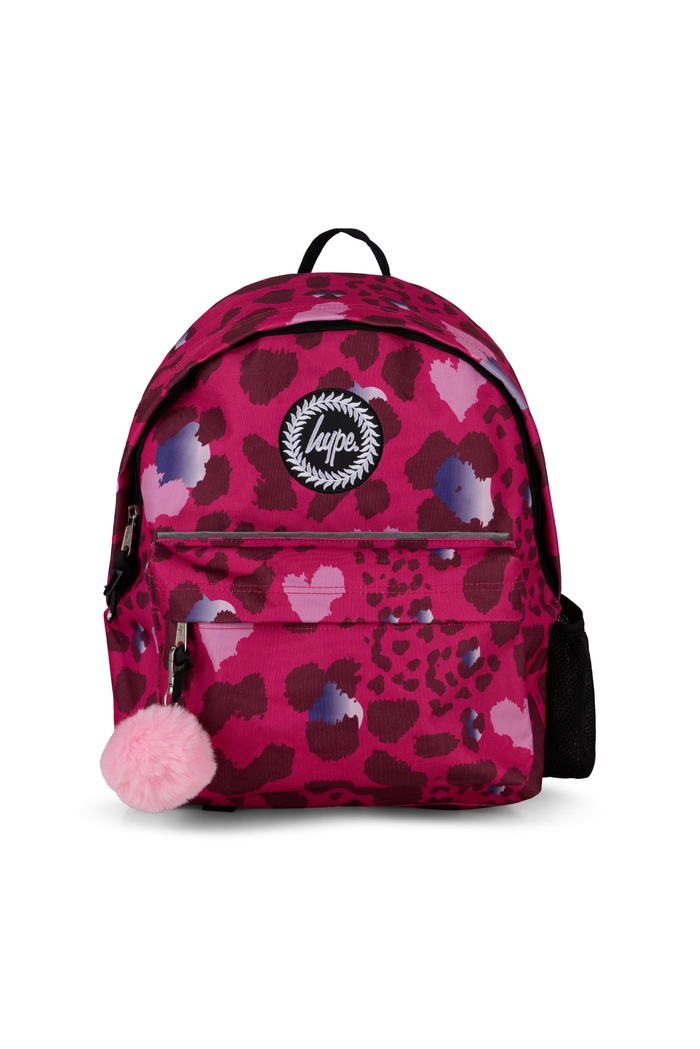 Hype Girls Pink Heart Leopard Backpack