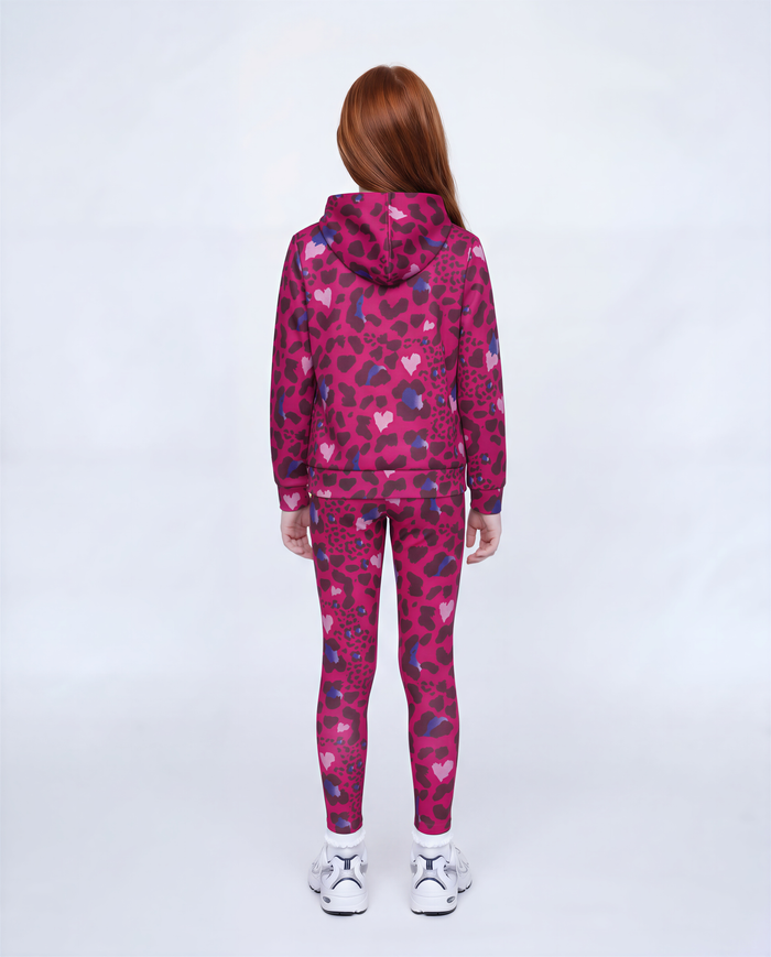 Hype Girls Pink Heart Leopard Hoodie