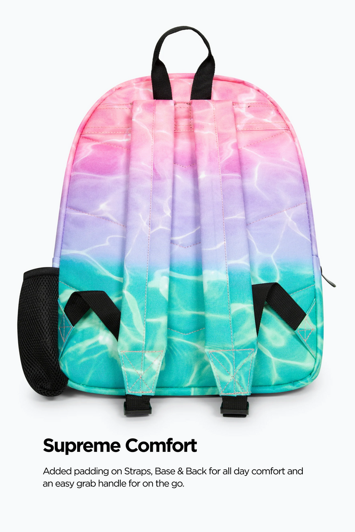 Hype Girls Pink/Turquoise Pastel Pool Backpack, Lunch Bag & Bottle Bundle