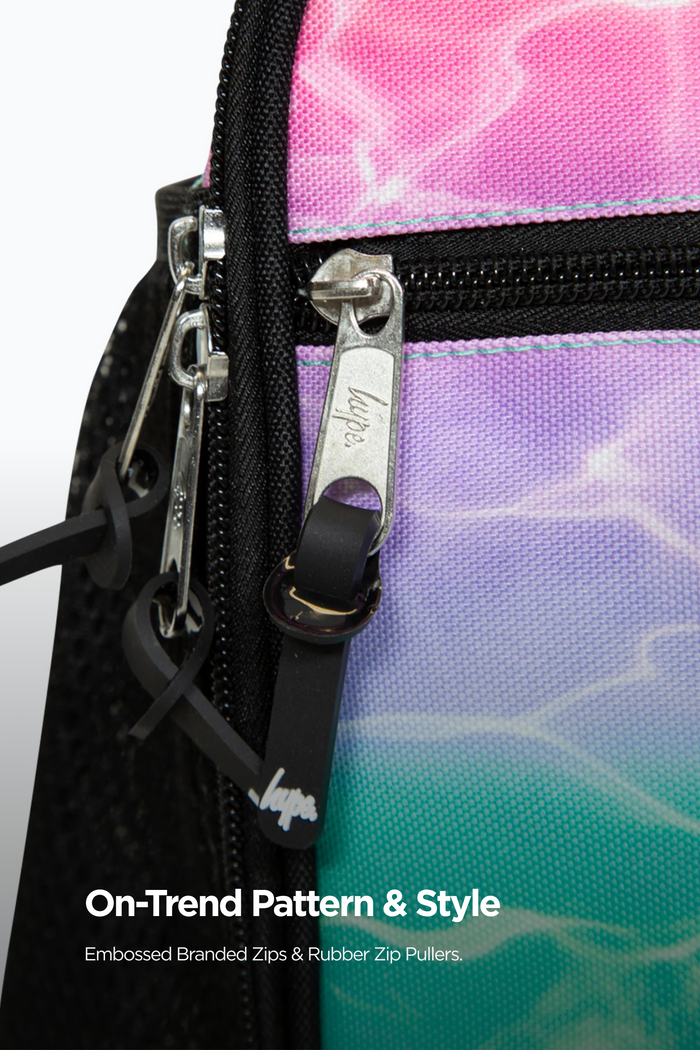 Hype Girls Pink/Turquoise Pastel Pool Backpack, Lunch Bag & Bottle Bundle
