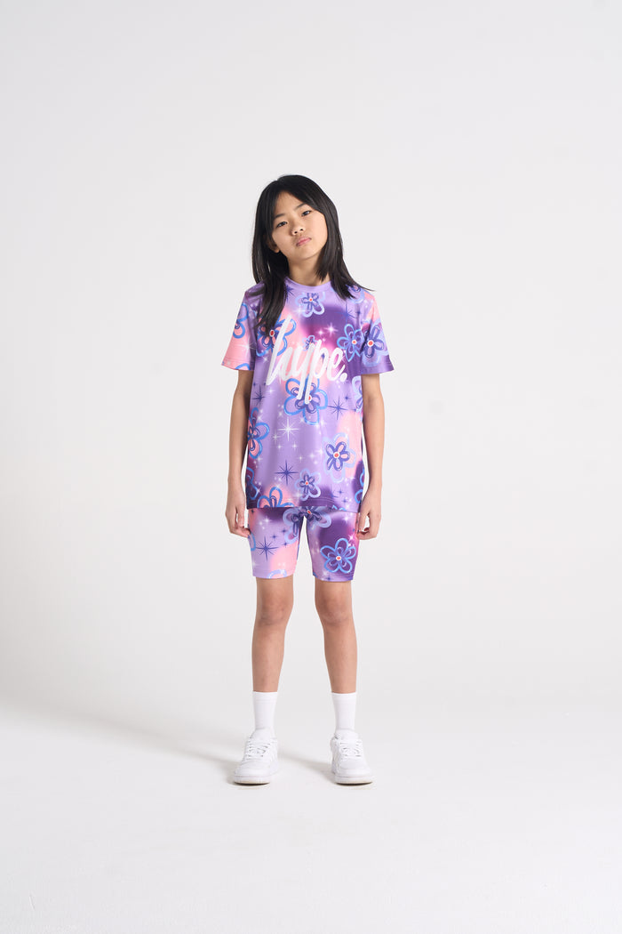 Hype Girls Purple Sparkle Flower T-Shirt