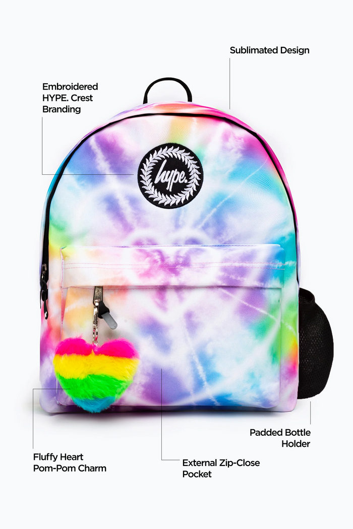 Hype Girls Rainbow Heart Tie Dye Iconic Backpack