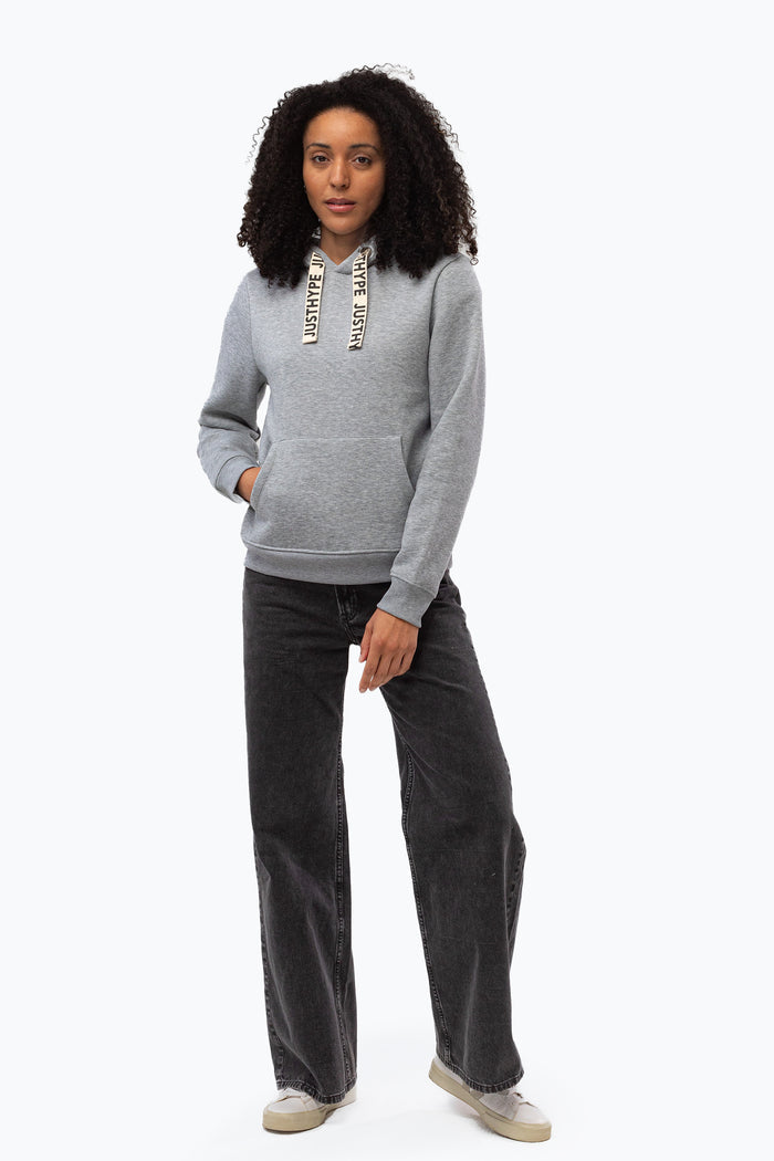Hype Grey Drawcord Womens Pullover Hoodie