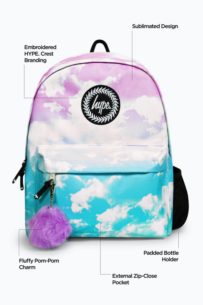 Hype Iconic Pink/Blue Cloud Fade Girls School Backpack