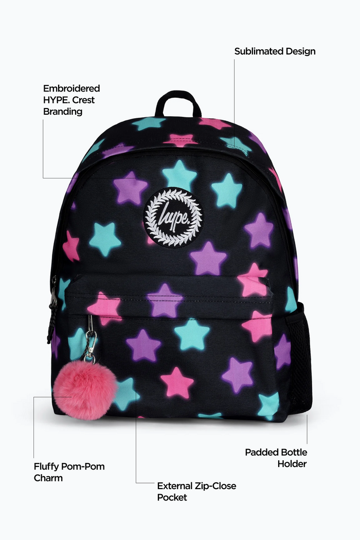 Hype Unisex Black Star Glow Backpack