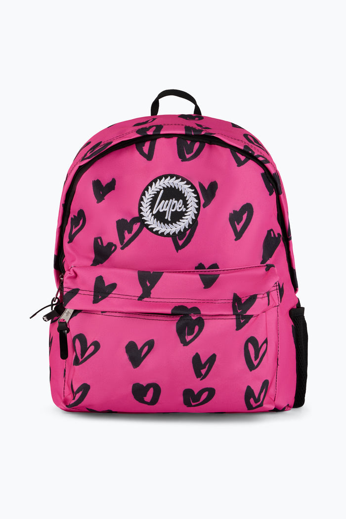 Hype Unisex Pink/Black Scribble Hearts Backpack