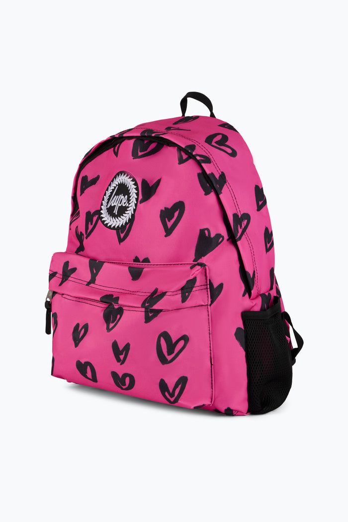 Hype Unisex Pink/Black Scribble Hearts Backpack