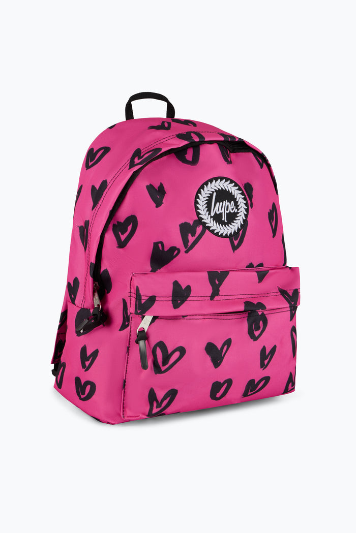 Hype Unisex Pink/Black Scribble Hearts Backpack