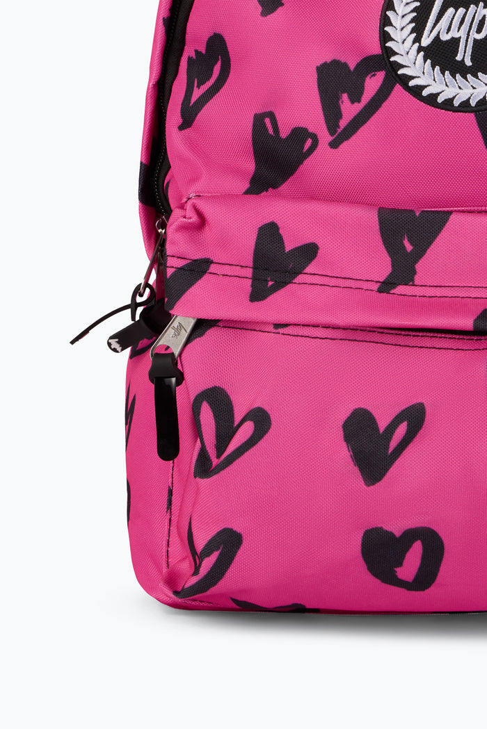 Hype Unisex Pink/Black Scribble Hearts Backpack