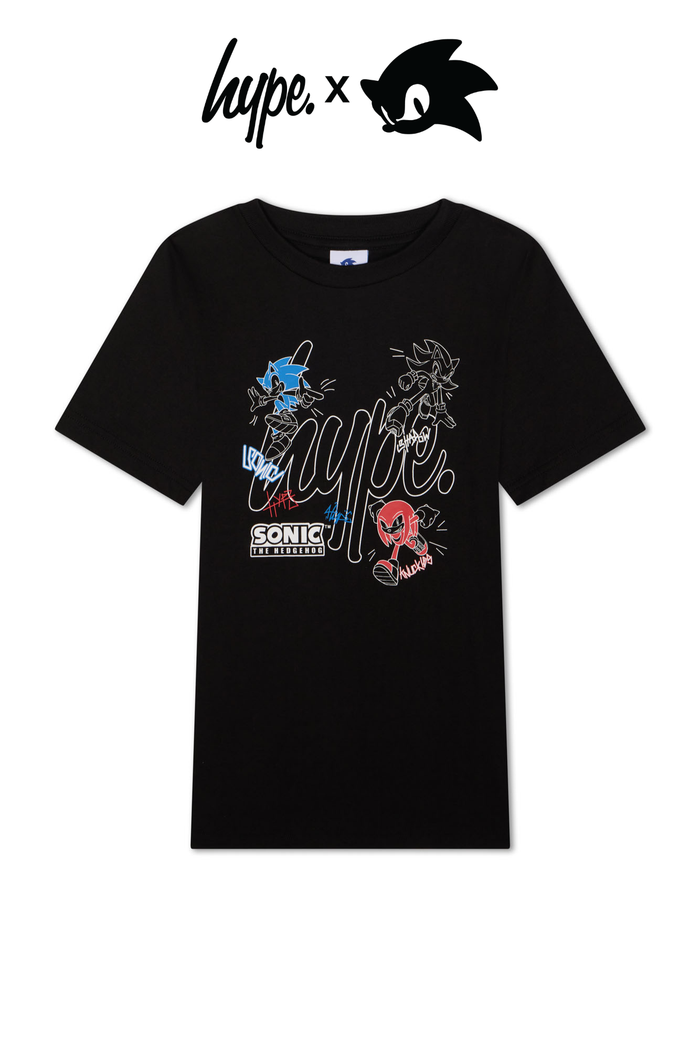 Hype x Sonic The Hedgehog™ Boys Black Sonic Stamp T-Shirt