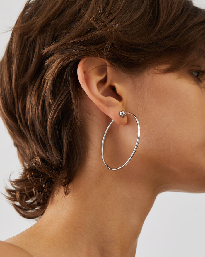JENNY BIRD Icon Medium Waterproof Silver Hoop Earrings For Women