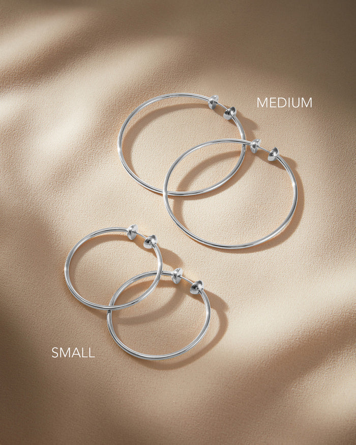 JENNY BIRD Icon Medium Waterproof Silver Hoop Earrings For Women