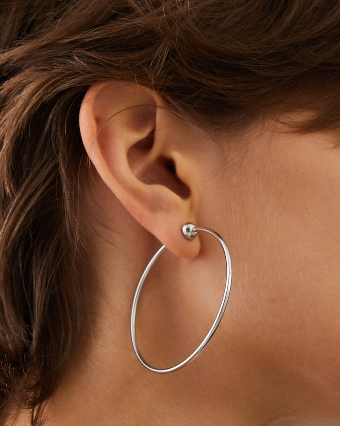 JENNY BIRD Icon Medium Waterproof Silver Hoop Earrings For Women