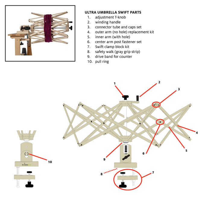 Inner Arm Replacement for Ultra Umbrella Swift