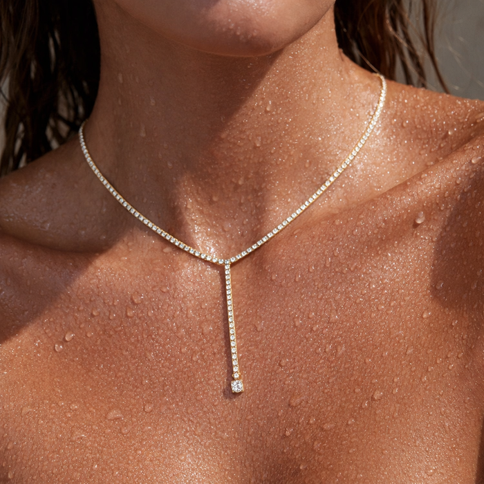 Jahzara Tennis Lariat Necklace — Short Necklace
