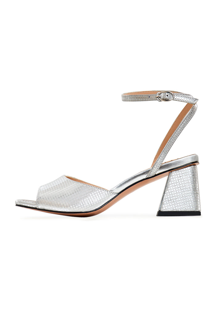 Jewel Block Heels Sandals Aura - Silver