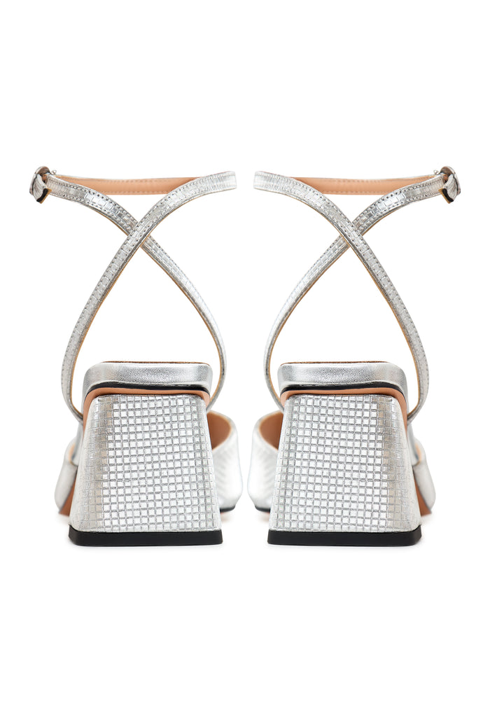 Jewel Block Heels Sandals Aura - Silver