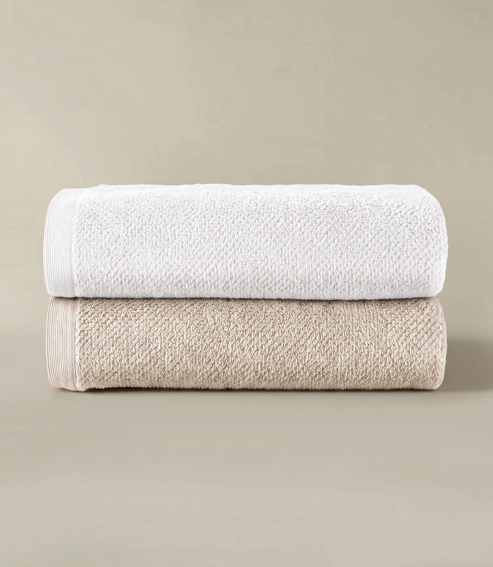 Jubilee Textured Bath Towel Multicolor Stack, White Linen