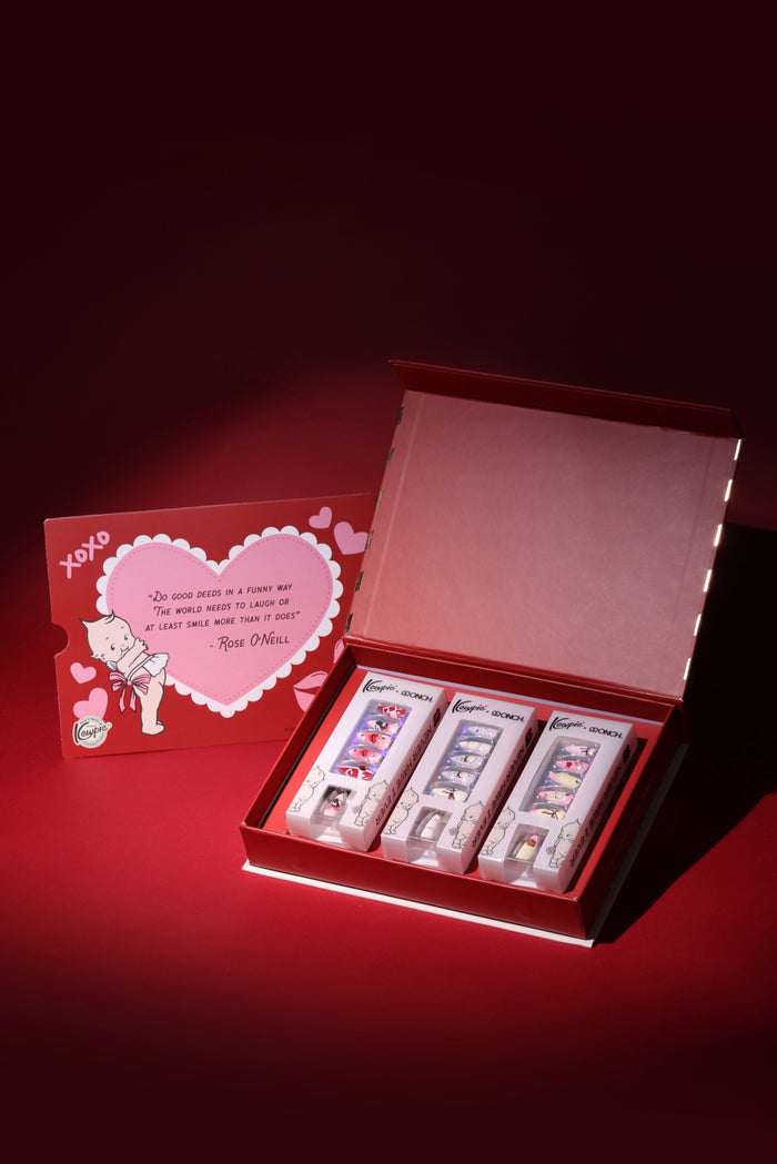 Kewpie x ONCH Love Edition Gift Box: Valentine press-on nails & Rose O'Neill quote card.