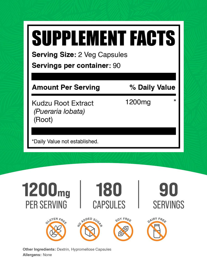 Kudzu root 180 capsules label