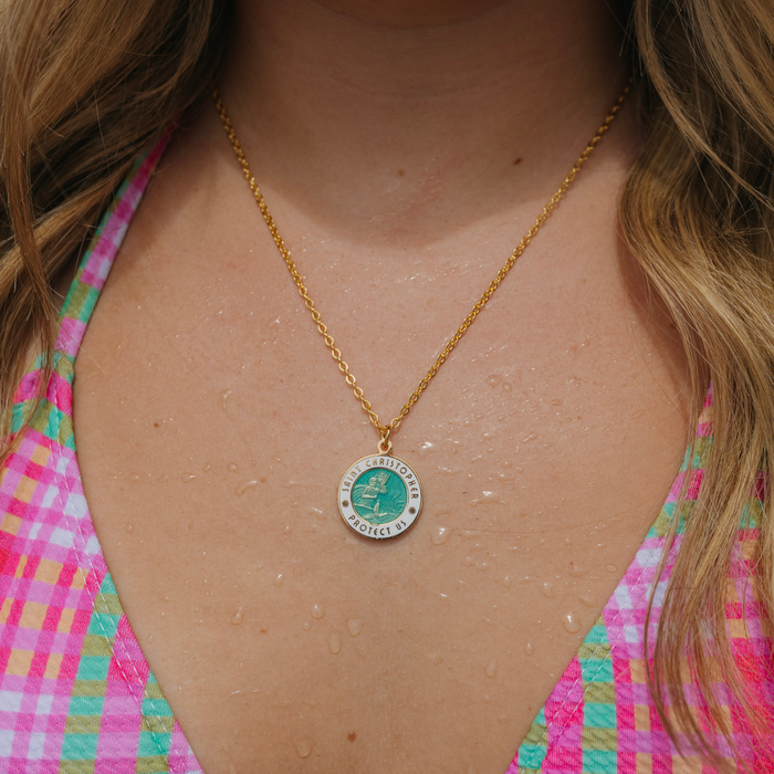 Large - Gold / Aqua White