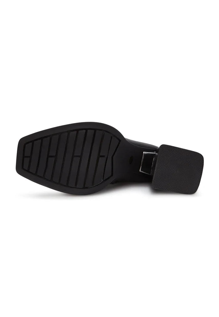 A stylish pair of leather lace-up ankle boots in black, also known as the Behati black boots.