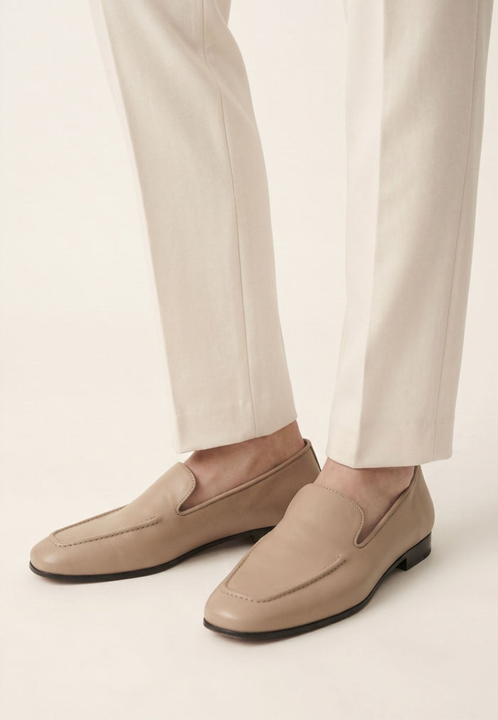 Leather Luxe Slip-Ons - Beige