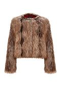 Stay cozy and stylish in this eco-friendly faux fur jacket, a luxe brown outerwear choice for the winter season.