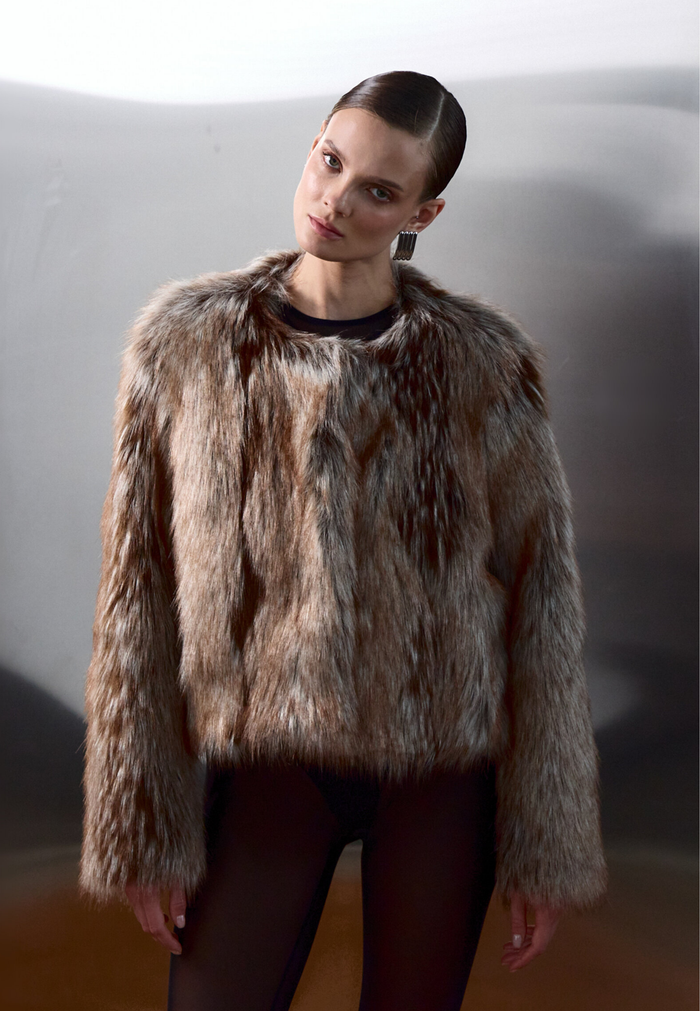 Luxe Brown Faux Fur Jacket