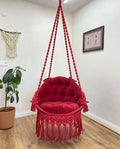 Luxury Red Macramé Hanging Swing Chair