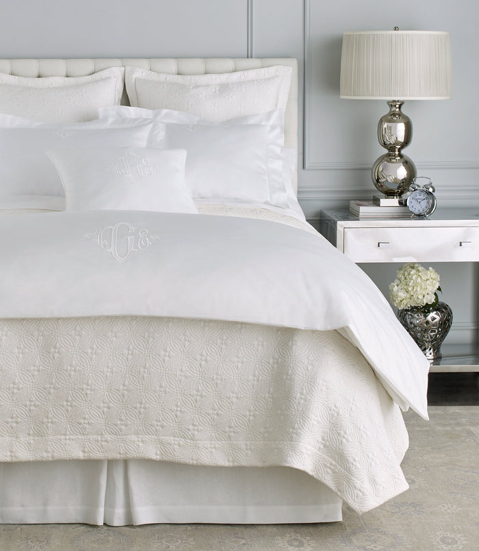 Lyric Duvet Cover on Bed in White
