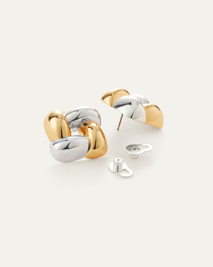 JENNY BIRD Medium Woven Square Earrings Two Tone Earrings For Women