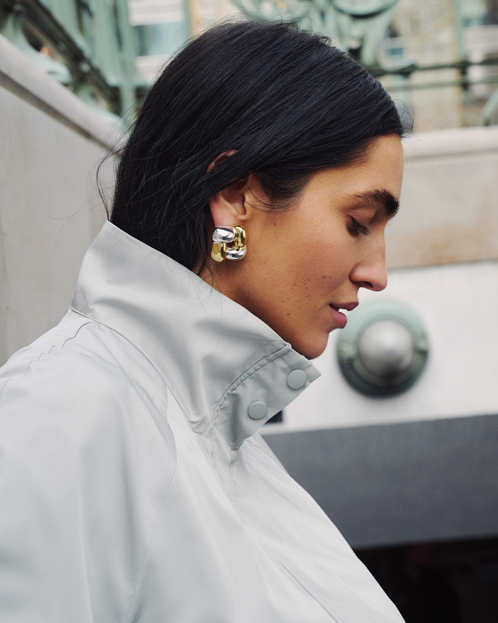 JENNY BIRD Medium Woven Square Earrings Two Tone Earrings For Women