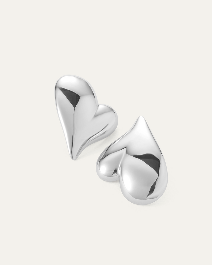 JENNY BIRD Mega Art Heart Button Earrings Silver Button Earrings For Women
