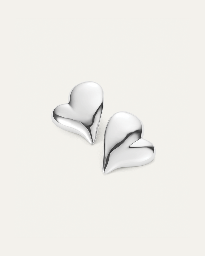 JENNY BIRD Mega Art Heart Button Earrings Silver Button Earrings For Women