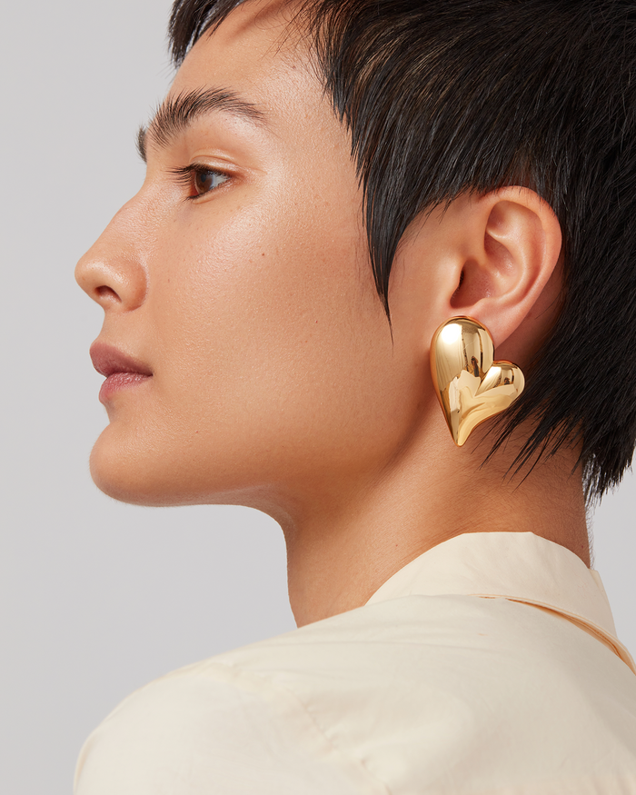 JENNY BIRD Mega Art Heart Button Earrings Gold Button Earrings For Women