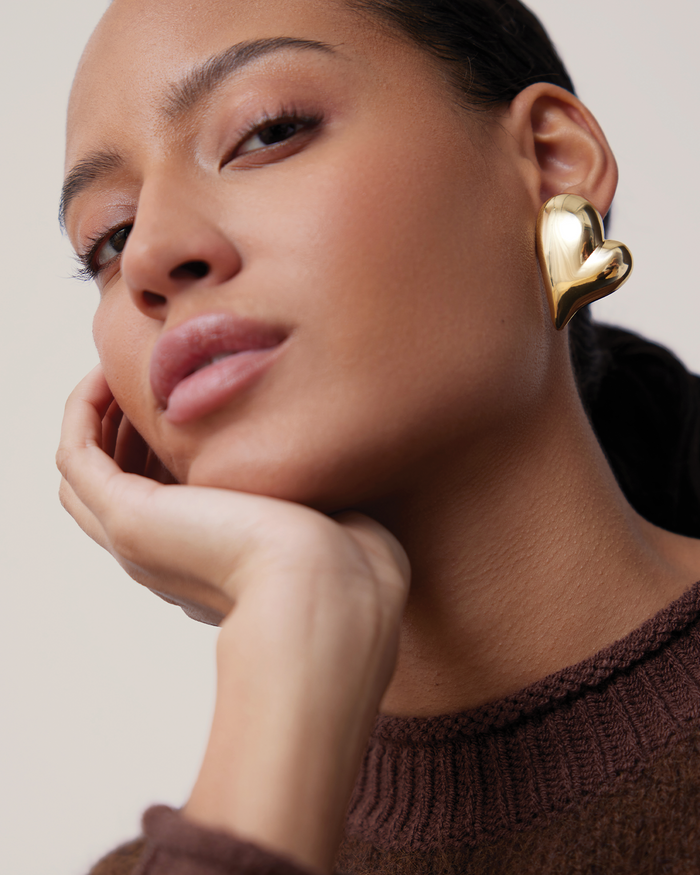 JENNY BIRD Mega Art Heart Button Earrings Gold Button Earrings For Women