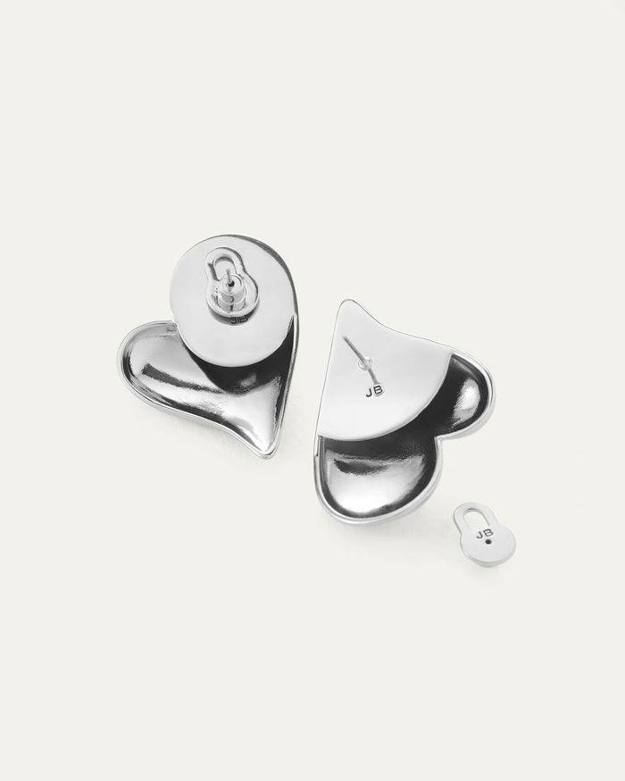 JENNY BIRD Mega Art Heart Button Earrings Silver Button Earrings For Women