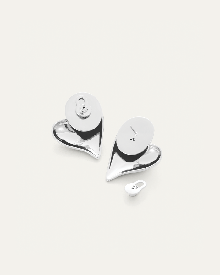 JENNY BIRD Mega Art Heart Button Earrings Silver Button Earrings For Women